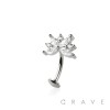 MULTI CZ MARQUISE FLOWER TOP 316L SURGICAL STEEL THREADLESS FLOATING BELLY BUTTON RING